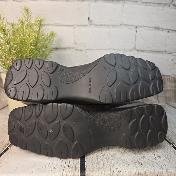 STYLE AND CO ANKLE BOOT BROWN LEATHER RUSTIC SQUARE TOE SIDE ZIP WOMENS 11 EUC - Picture 8 of 12